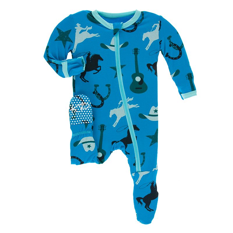 Kickee Pants Print Footie with Zipper - Amazon Cowboy