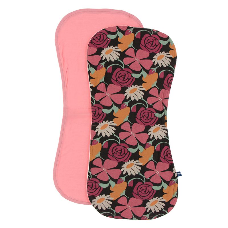 Kickee Pants Burp Cloth Set - Strawberry & Zebra Market Flowers