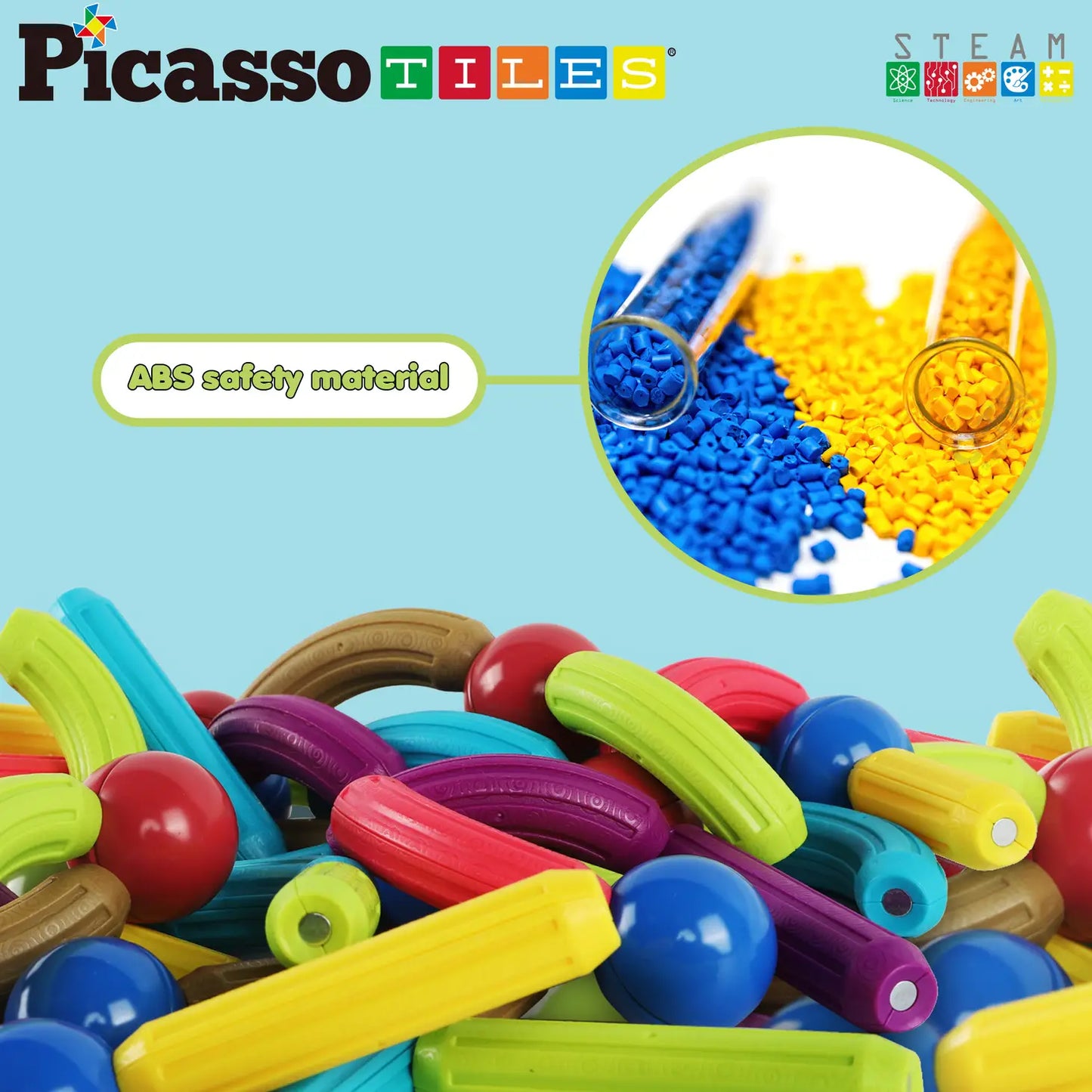 PicassoTiles 100 Piece Magnetic Stick Construction Set
