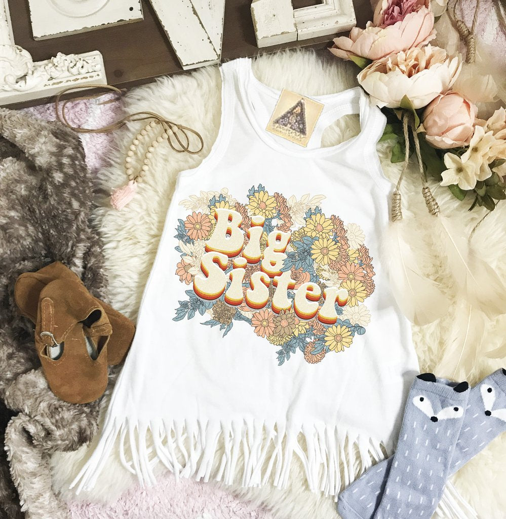 The Pine Torch Big Sister Retro Floral Fringe Dress