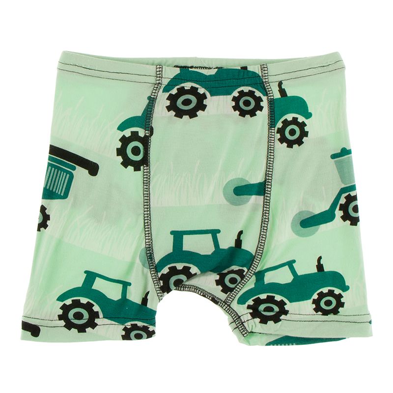 Kickee Pants Print Single Boxer Brief - Pistachio Tractor
