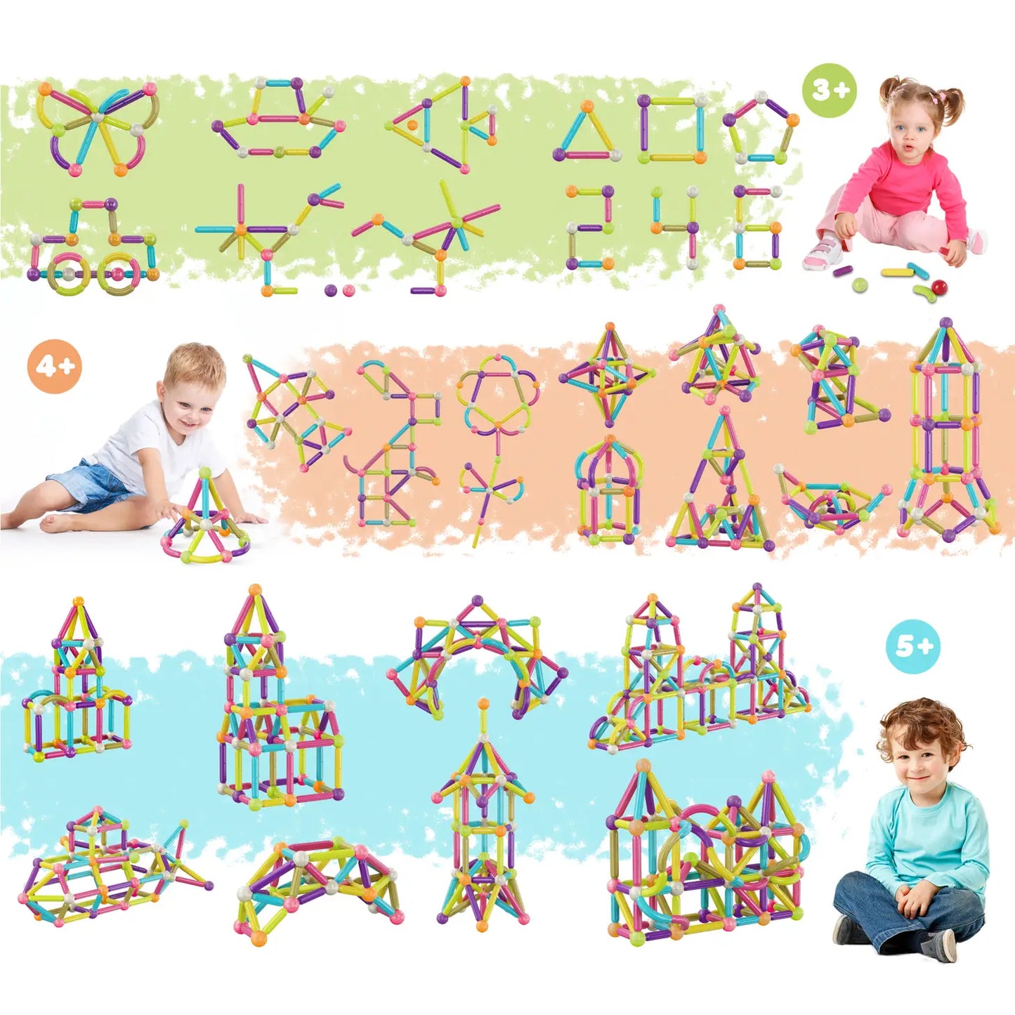 PicassoTiles 50 Piece Magnetic Stick Construction Set