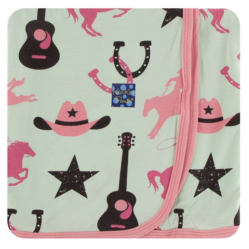 Kickee Pants Print Swaddling Blanket - Pistachio Cowboy