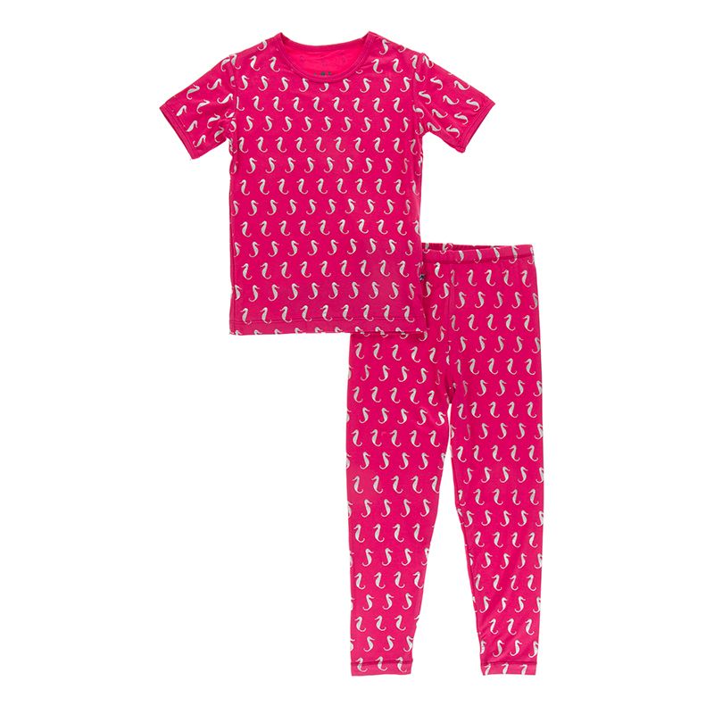 Print Short Sleeve Pajama Set - Prickly Pear Mini Seahorses