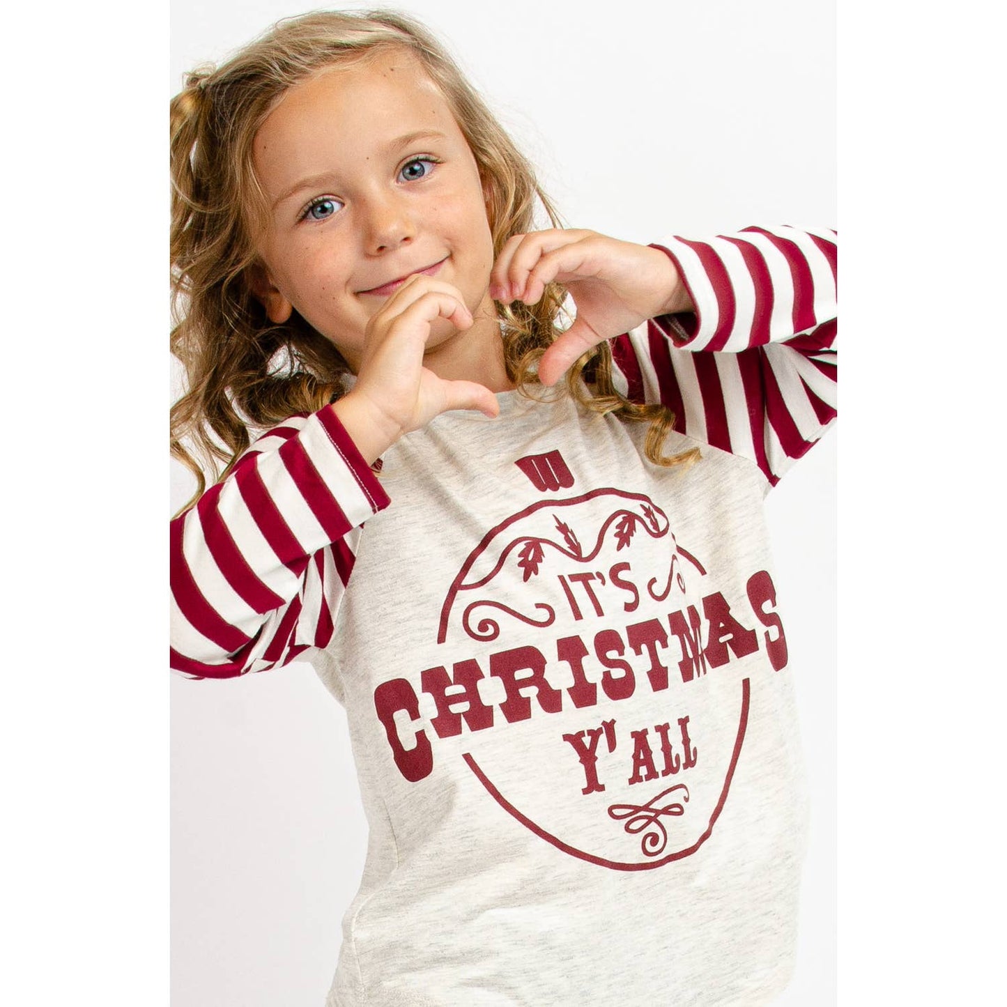 Kids Christmas Y'all Print Top - Oatmeal