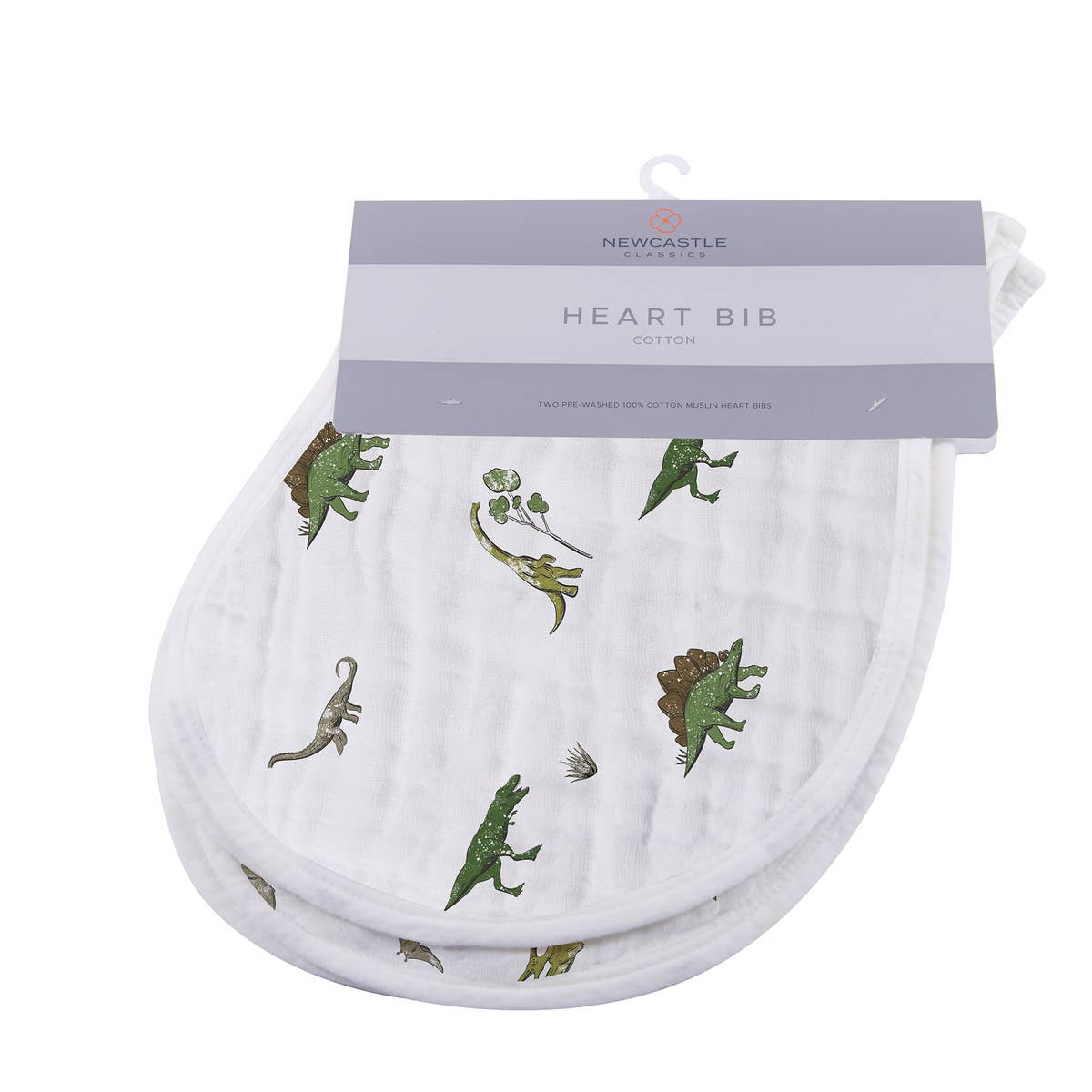 Dino Days Cotton Heart Bibs - Set of 2