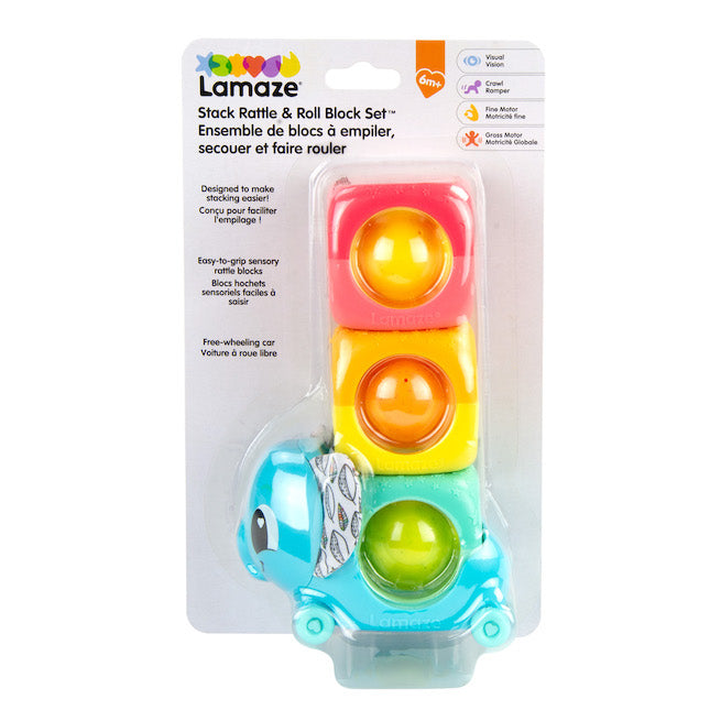 Lamaze Stack Rattle & Roll Blocks - Fat Brain Toys