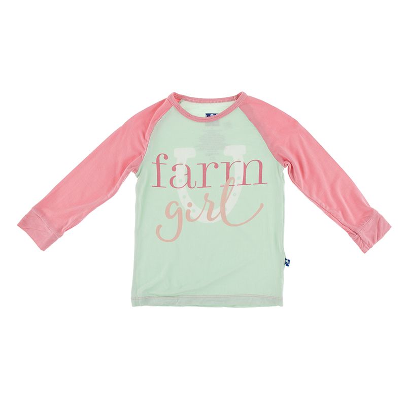 Long Sleeve Piece Print Tailored Fit Raglan Tee - Pistachio Farm Girl
