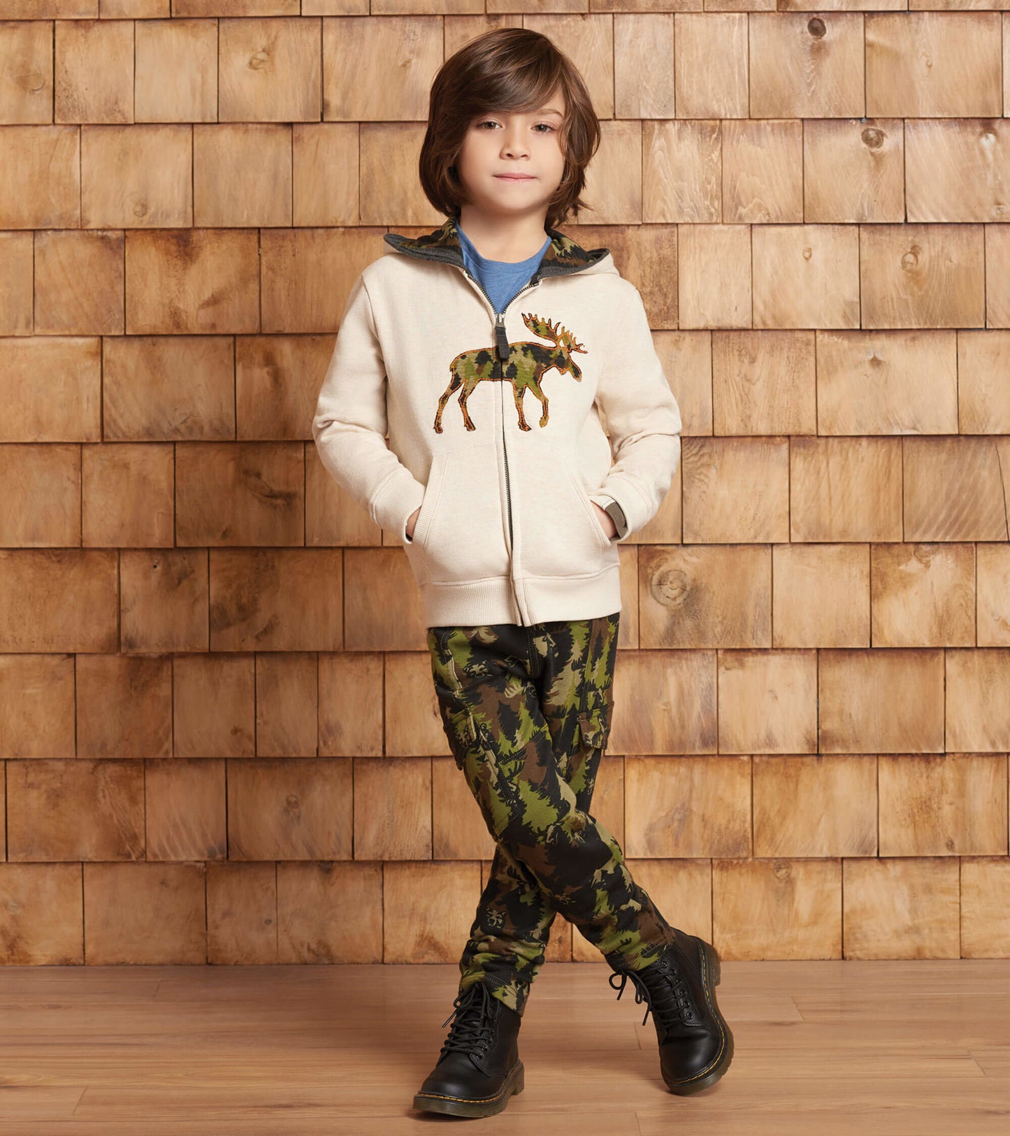 Hatley Forest Camo Moose Hoodie