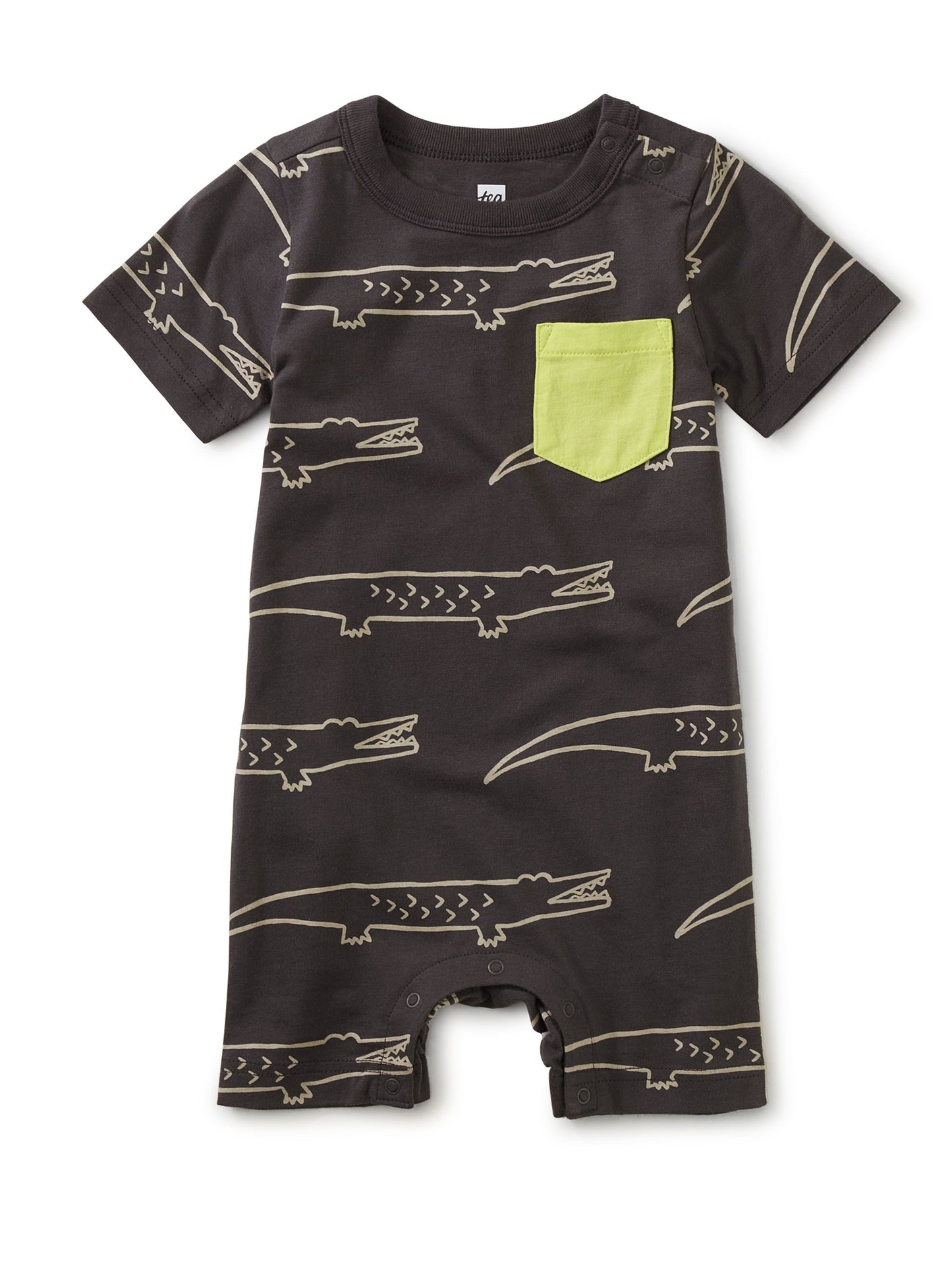 Pop Pocket Shortie Baby Romper - Crocodiles