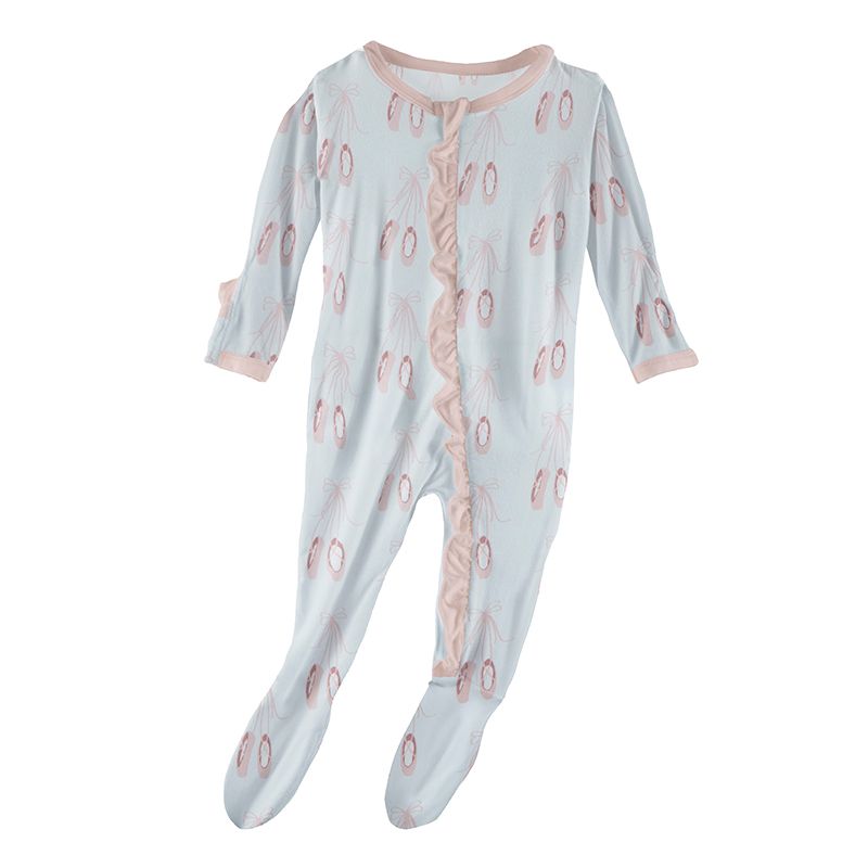 Print Classic Ruffle Footie with Zipper - Fresh Air Ballet