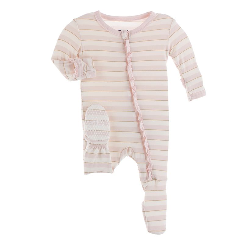 KicKee Pants Print Ruffle Footie with Zipper - Everyday Heroes Sweet Stripe