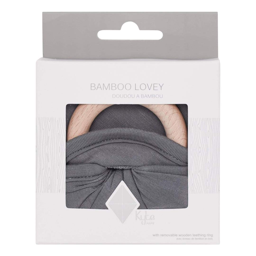 Kyte Baby Lovey with Removable Wooden Teething Ring - Charcoal