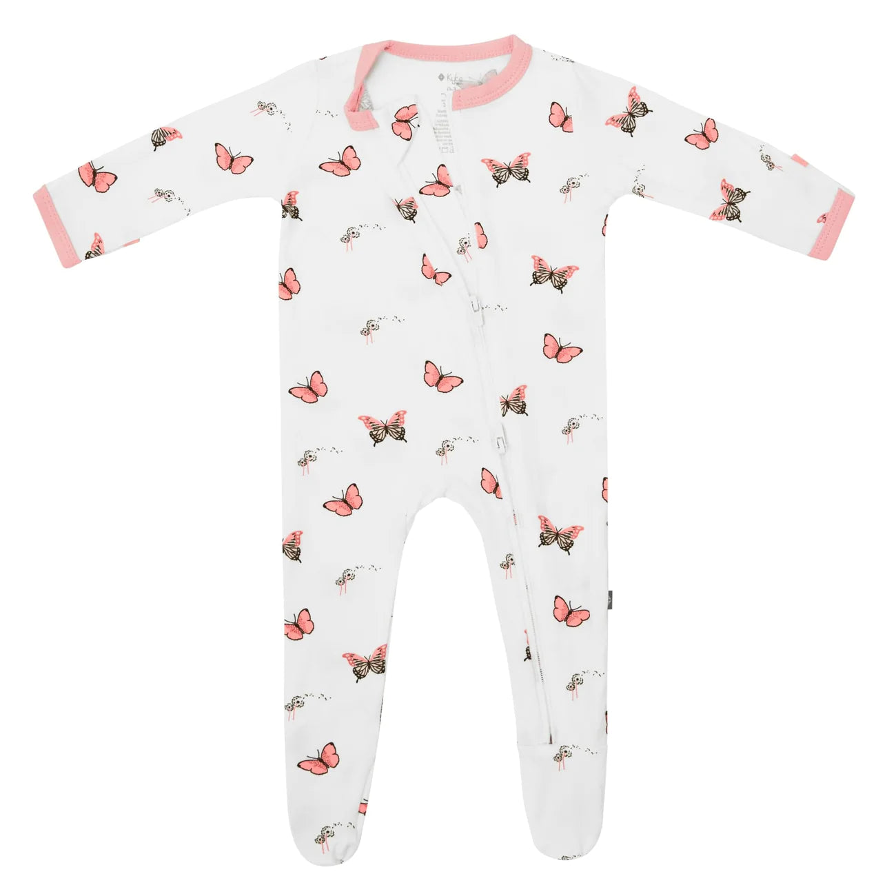 Butterfly Print Zippered Footie