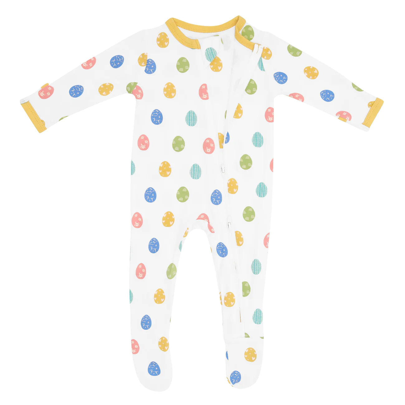 Spring Egg Print Zippered Footie