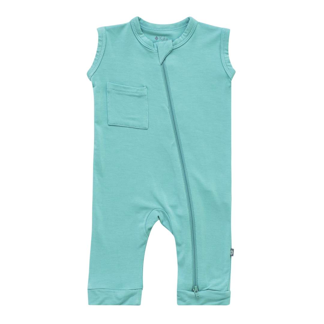Zipper Sleeveless Romper in Jade - Kyte Baby