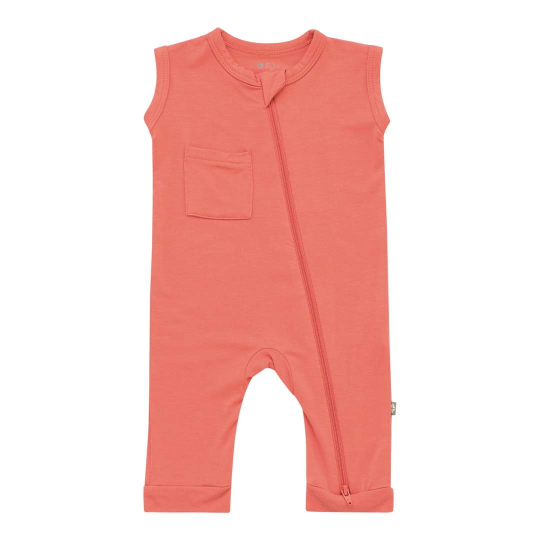 Zipper Sleeveless Romper in Melon - Kyte Baby