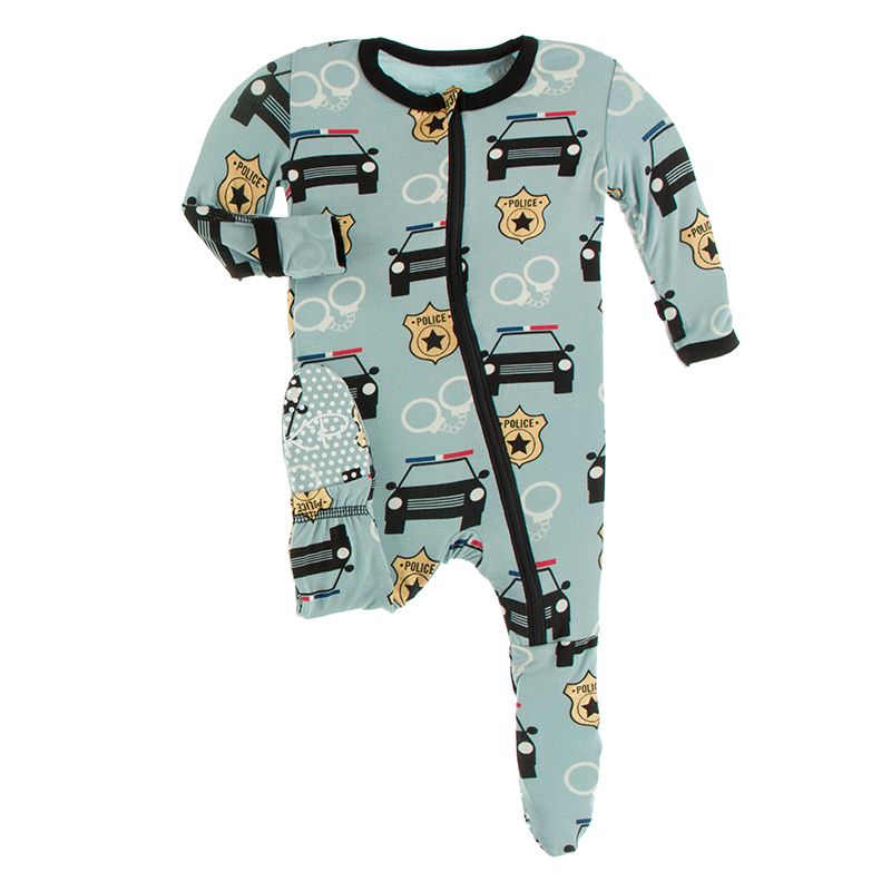 Kickee Pants Print Footie with Zipper - Jade Law Enforcement