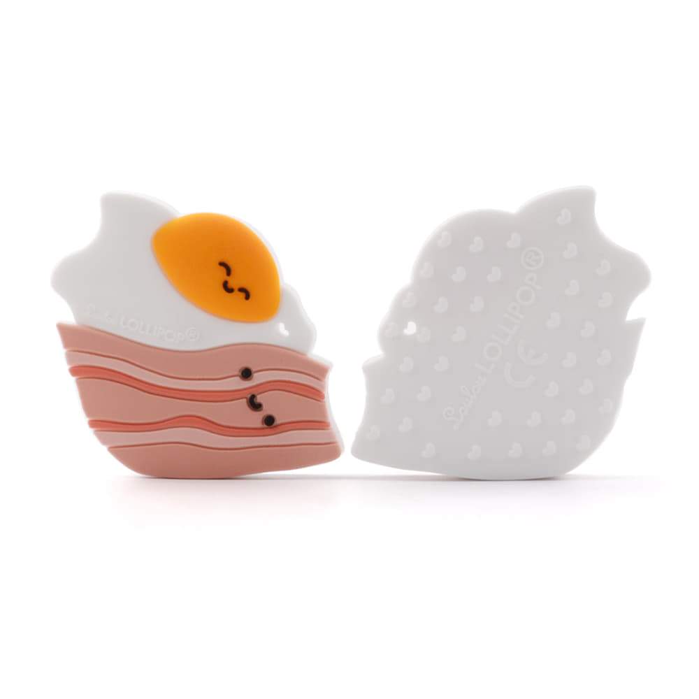 Loulou Lollipop Bacon and Egg Silicone Teether - Single