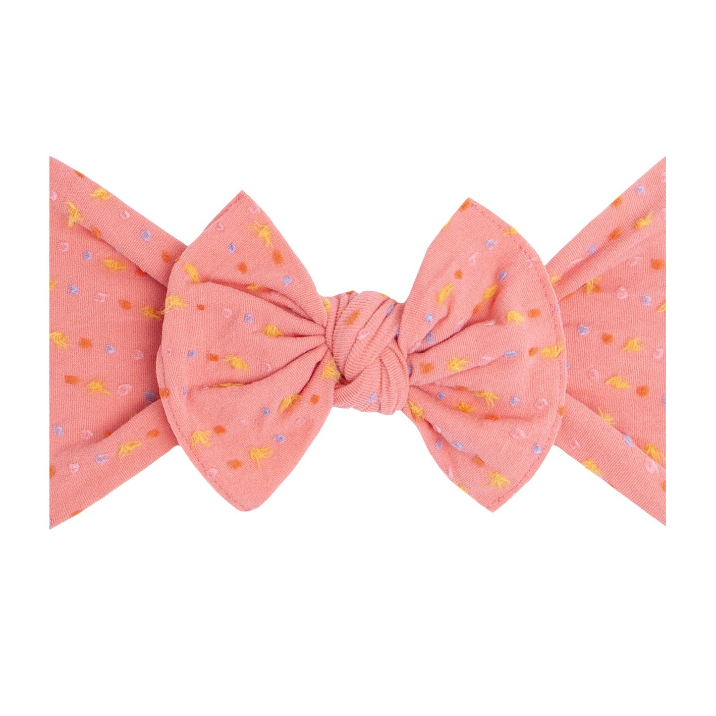 Patterned Shabby Knot - Coral Rainbow Dot