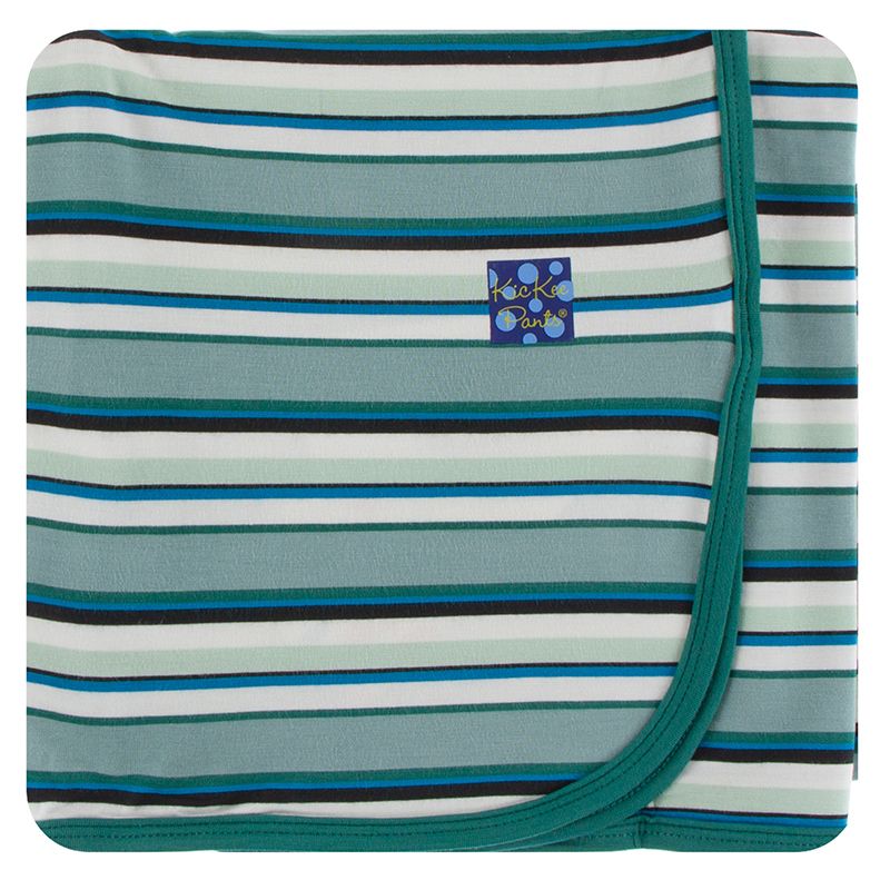 Kickee Pants Print Swaddling Blanket - Multi Agriculture Stripe