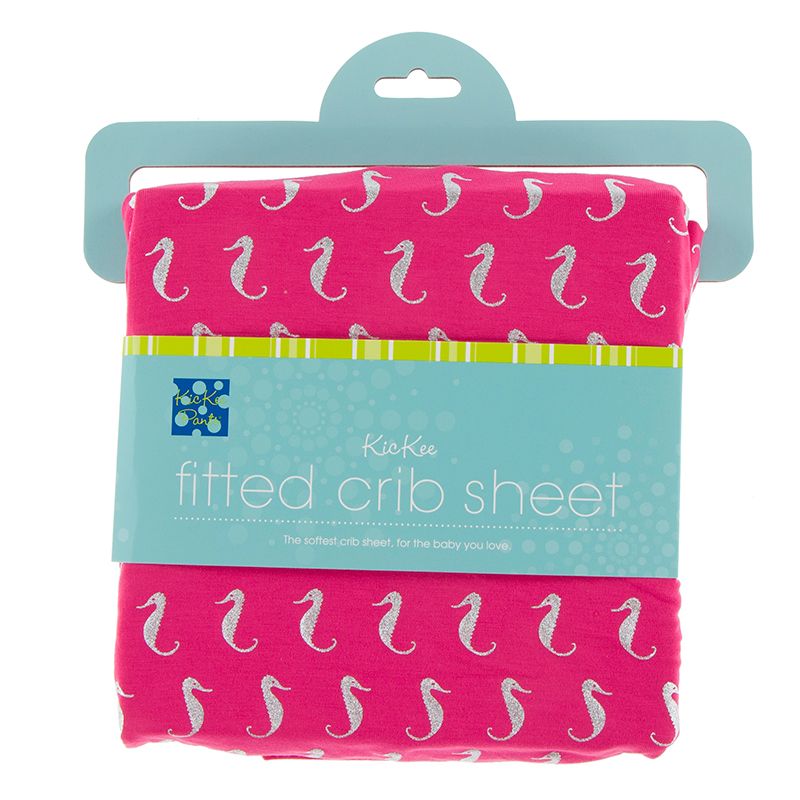 Print Fitted Crib Sheet - Prickly Pear Mini Seahorses