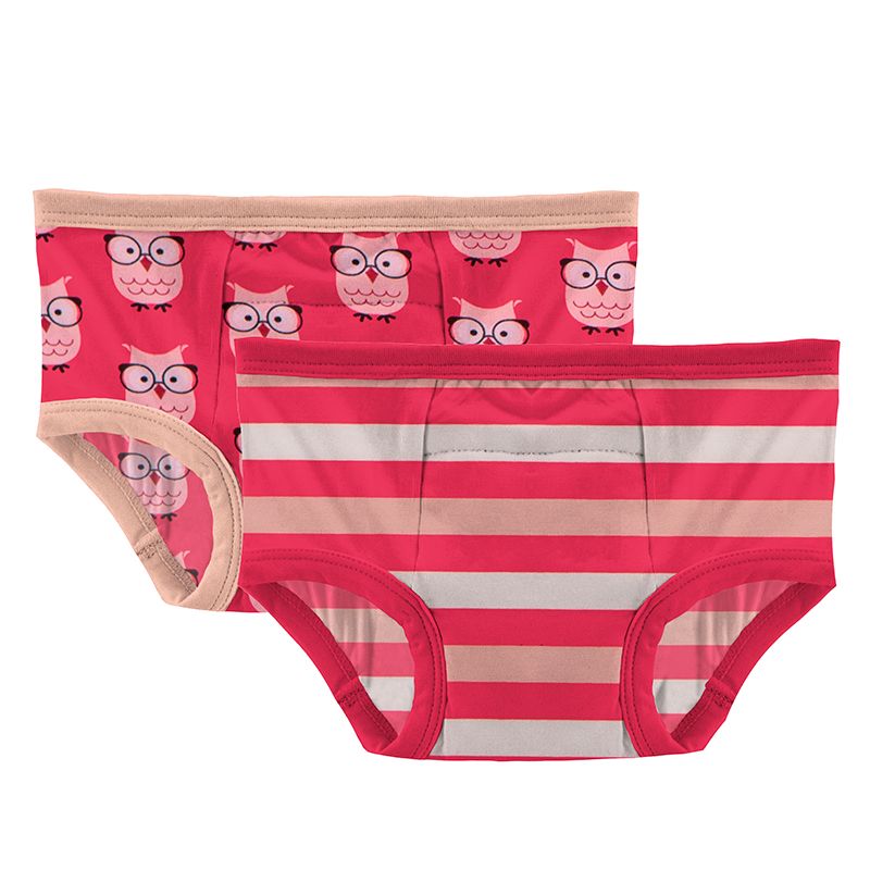 Print Training Pants Set - Hopscotch Stripe & Taffy Wise Owls