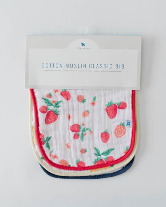 Little Unicorn Cotton Muslin Classic Adjustable Bib 3 pack - Berry Lemonade