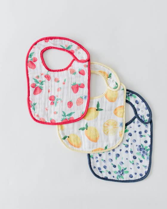 Little Unicorn Cotton Muslin Classic Adjustable Bib 3 pack - Berry Lemonade