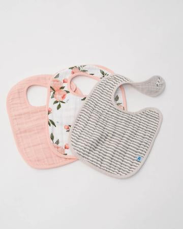 Little Unicorn Cotton Muslin Classic Adjustable Bib 3 pack - Watercolor Roses