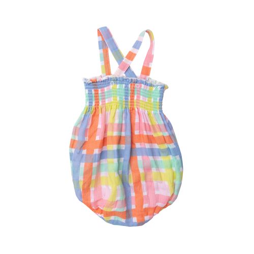 Multicolor Plaid Smocked Sunsuit