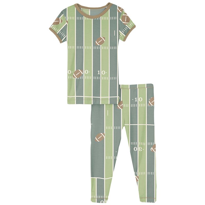 Print Short Sleeve Pajama Set - Football - SPR3