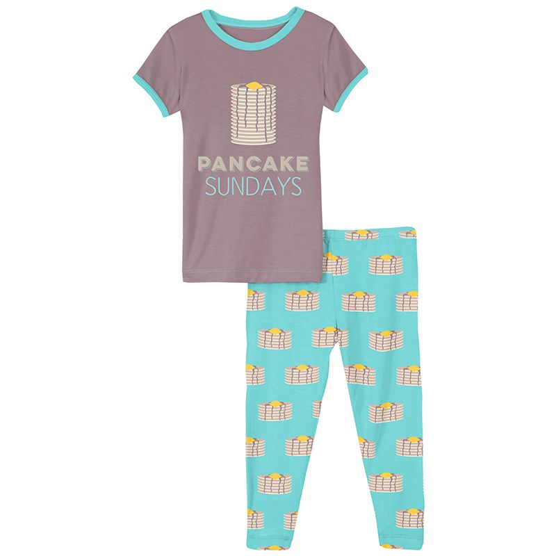 Short Sleeve Graphic Tee Pajama Set - Summer Sky Pancakes