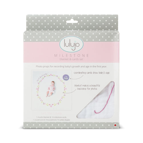 Lulujo "Isn't She Lovely" Baby's First Year Blanket & Cards Set