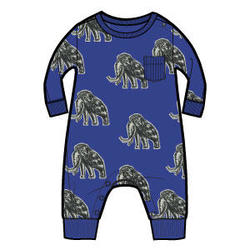 Wooly Mammoth Stamp Long Sleeve Pocket Baby Romper