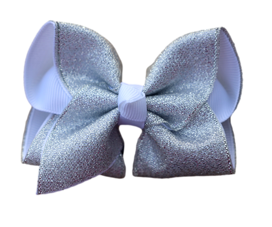 White Mini 3" Glitter Bow ( DOES NOT FLAKE )