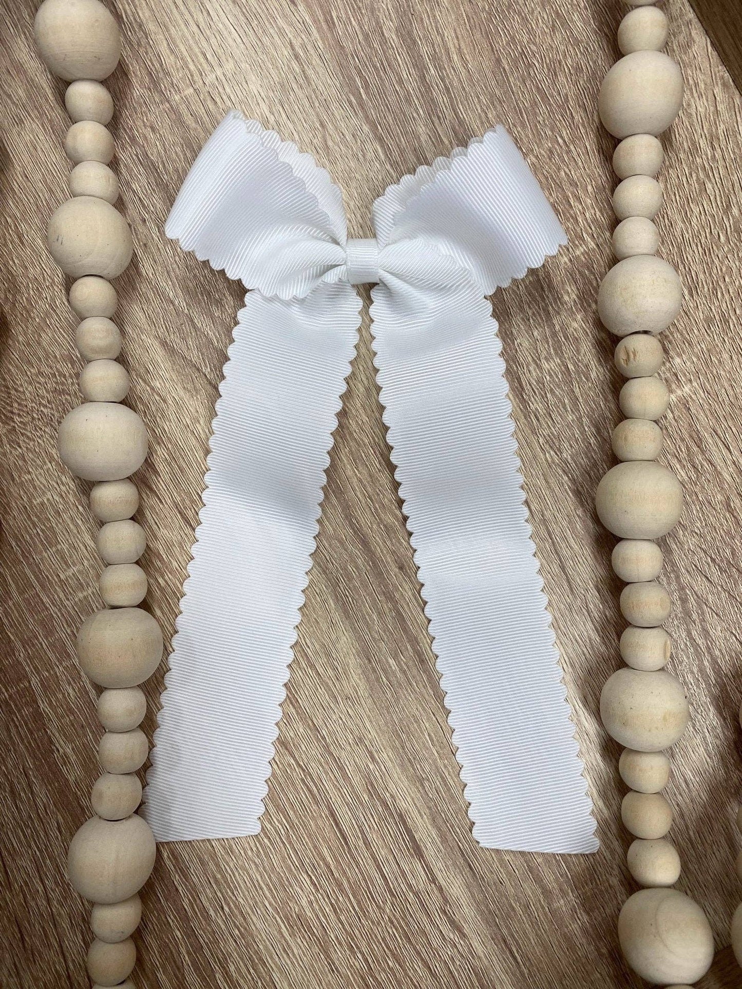 Scalloped Long Tail | Bow with Alligator Clip