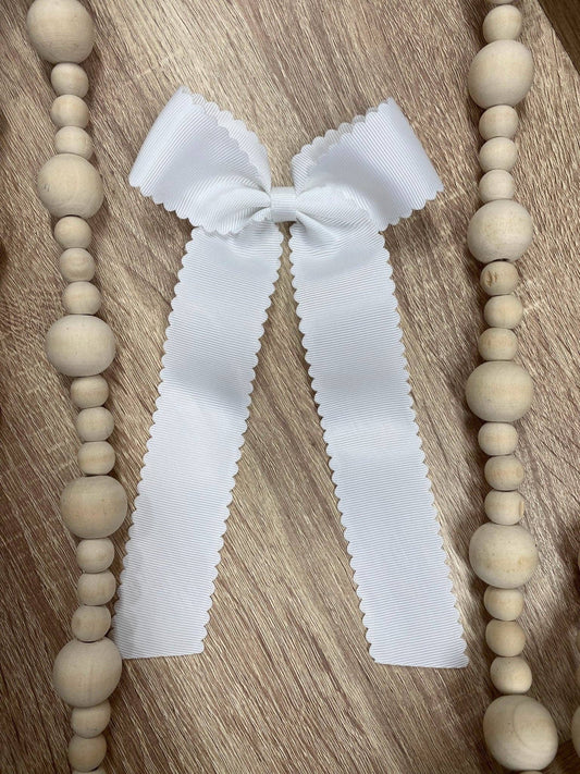Scalloped Long Tail | Bow with Alligator Clip