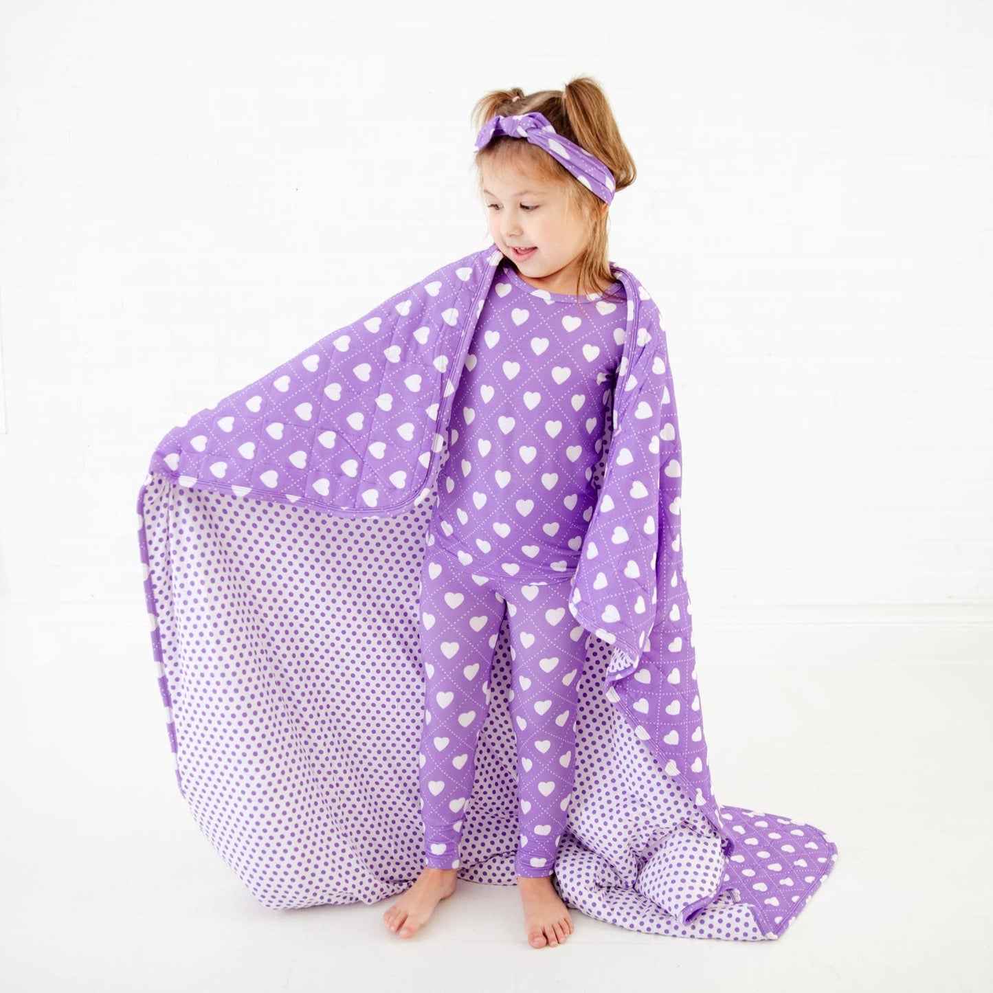 Heart To Get Valentine Two Piece Pajamas Set - Purple