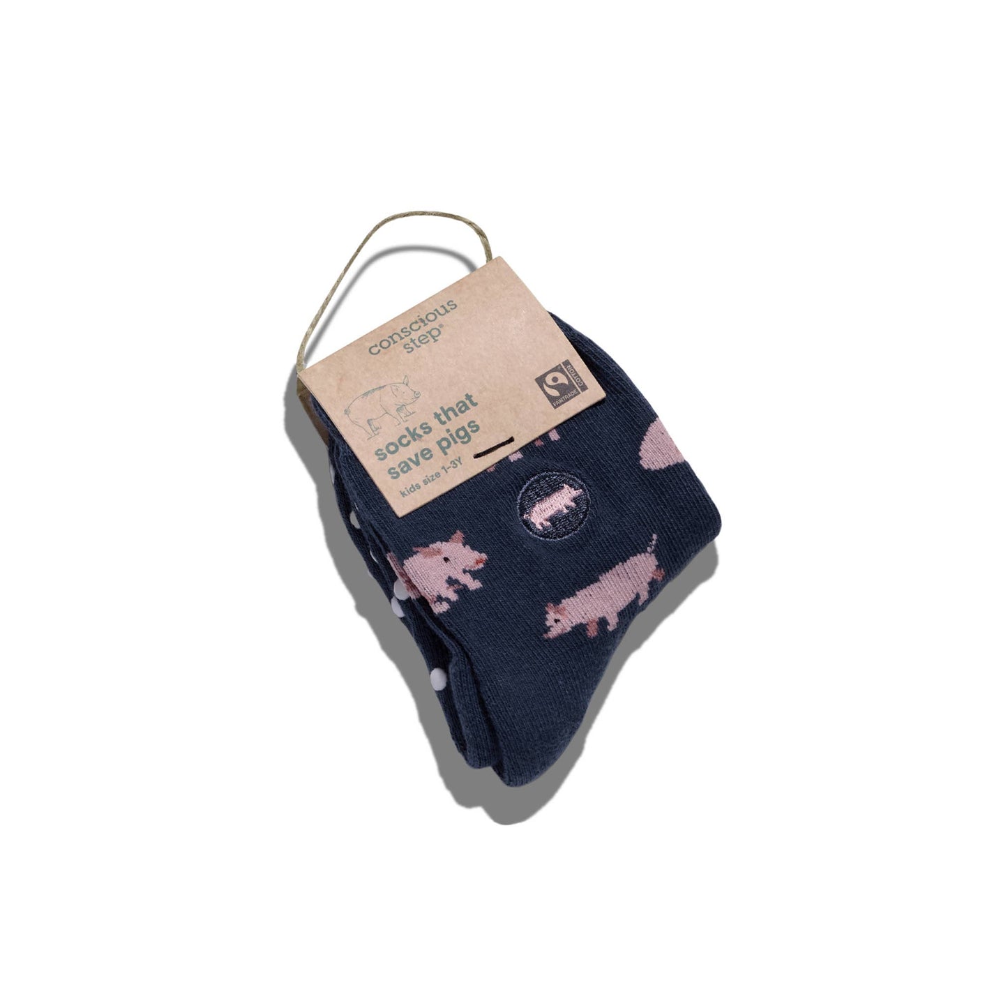 Kids Socks that Save Pigs (blue with pigs)