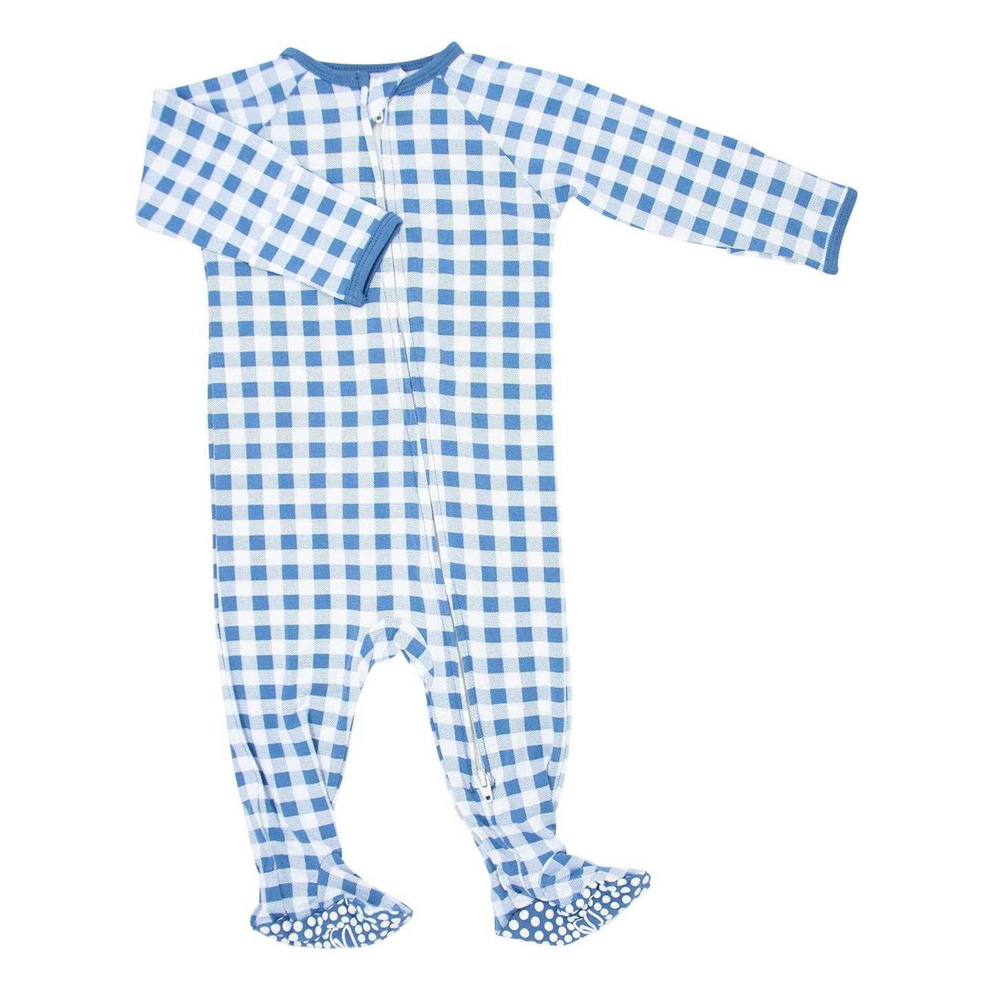 Zipper Footie - Blue Gingham