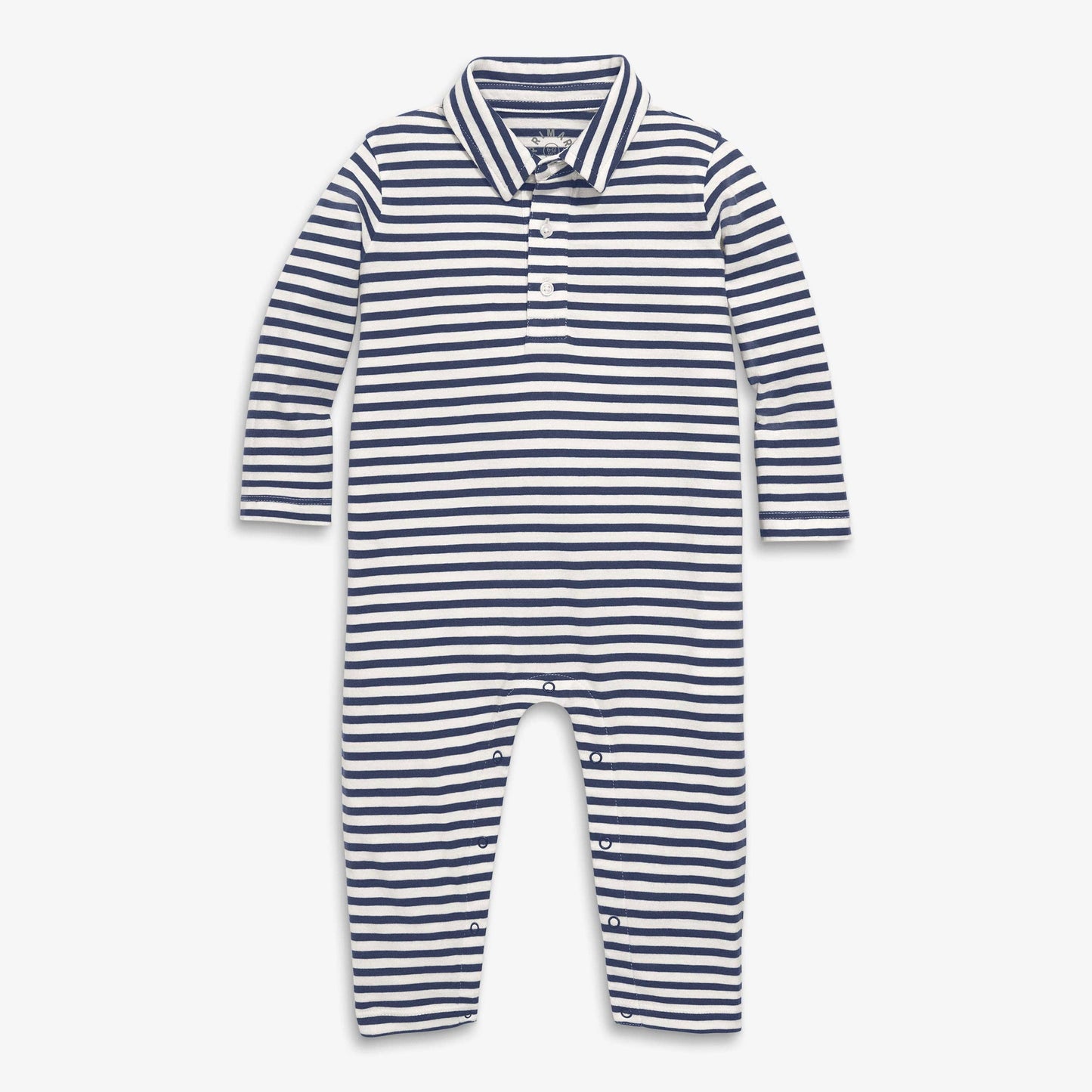 Baby Long Sleeve Polo Romper In Stripe
