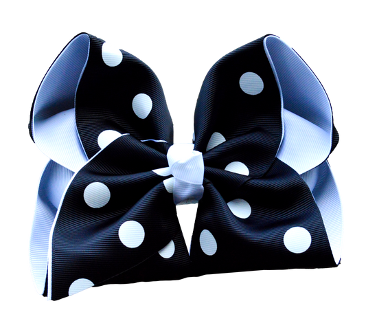 Black and White Polka Dot Layered Hair Bow
