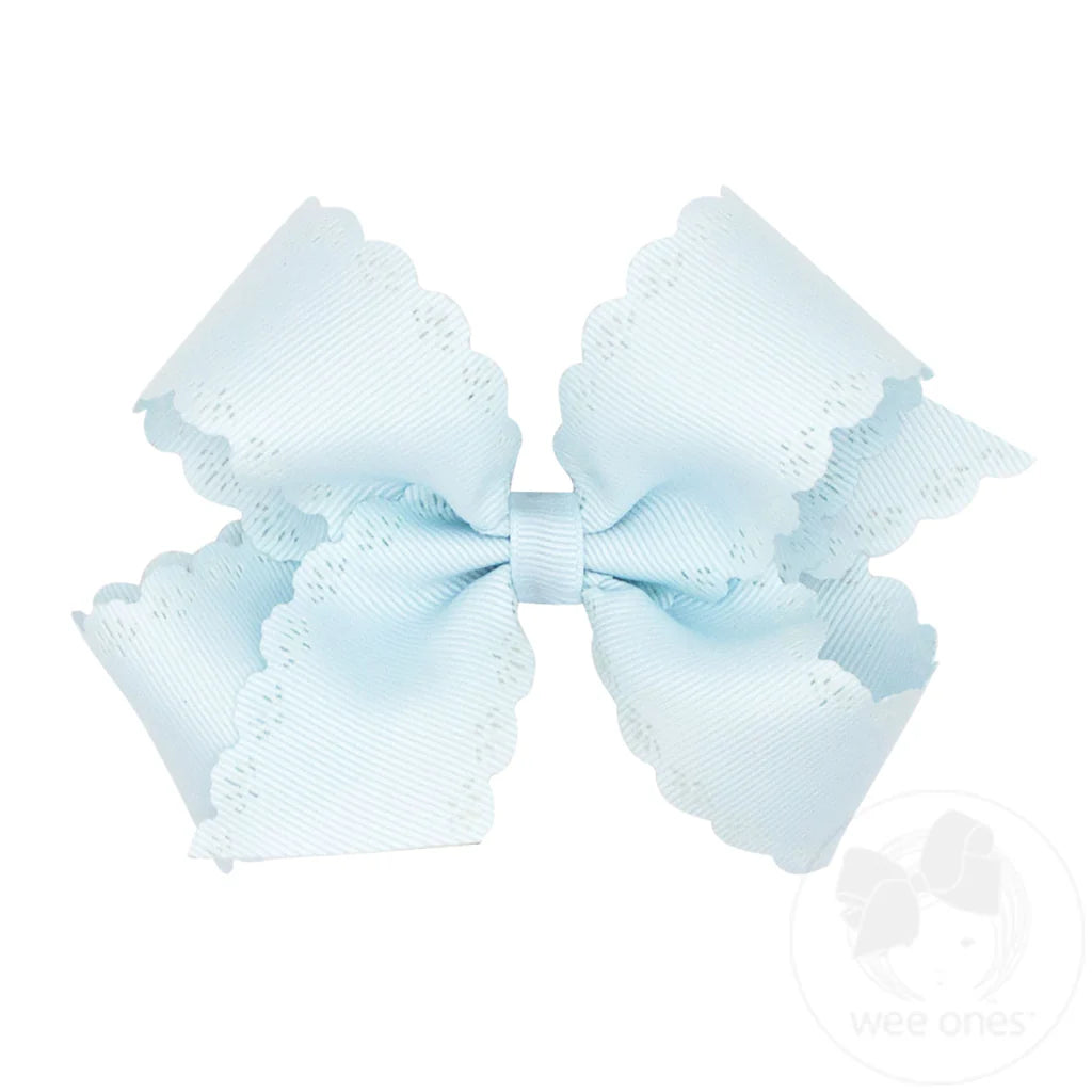 Grosgrain Bow w/ Eyelet Flower Embossed Edges