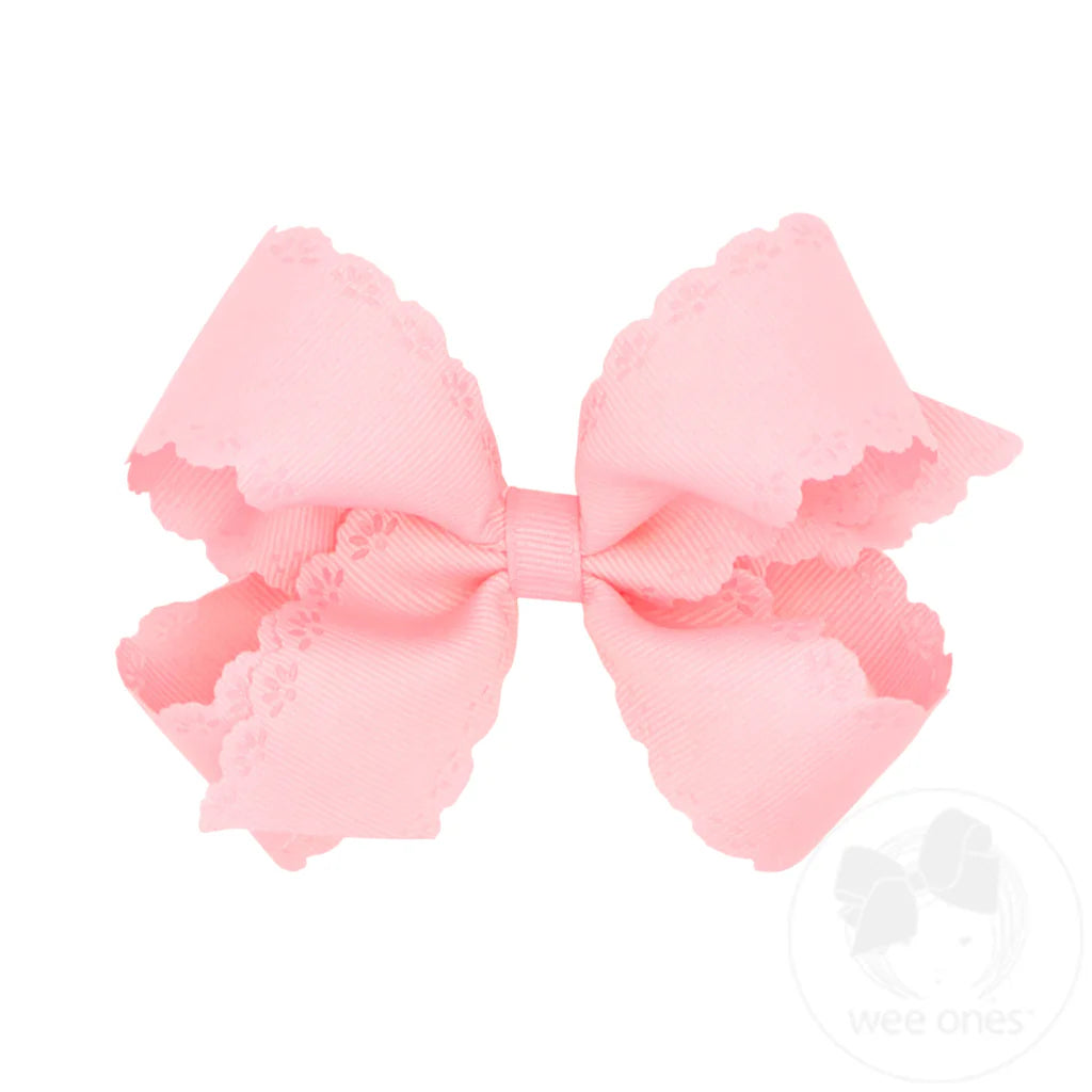 Grosgrain Bow w/ Eyelet Flower Embossed Edges