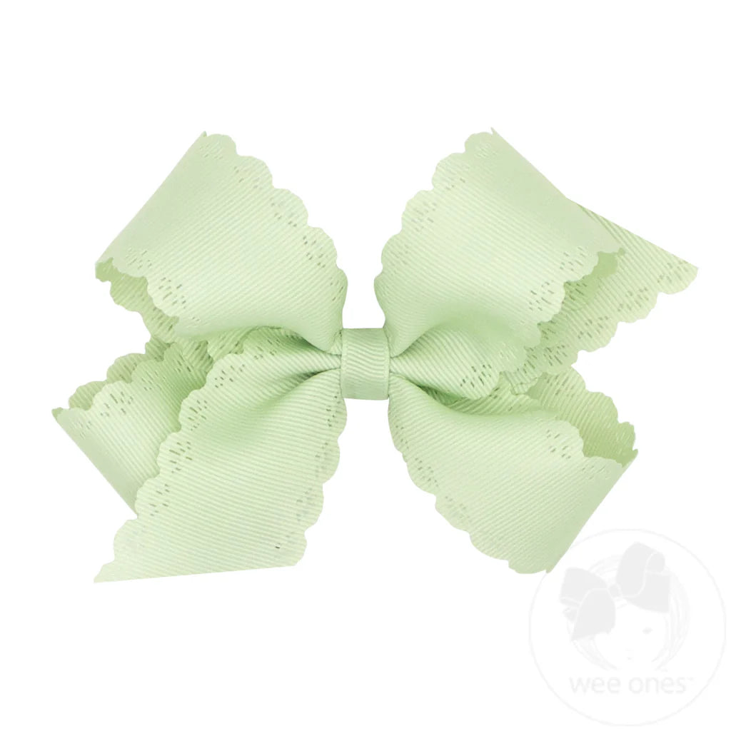 Grosgrain Bow w/ Eyelet Flower Embossed Edges