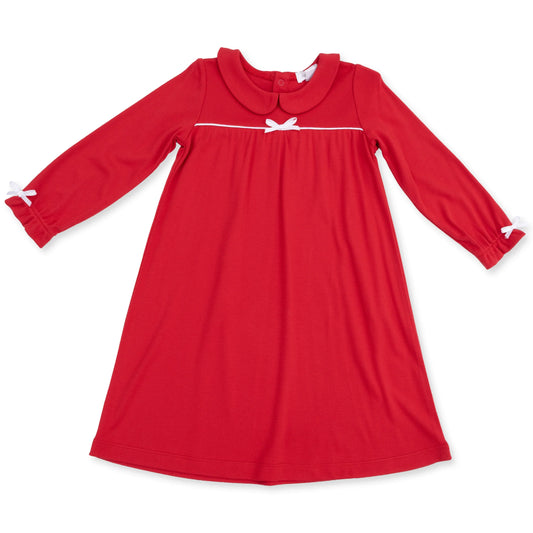 Long Sleeve Gown with Peter Pan Collar | Ribbon Red