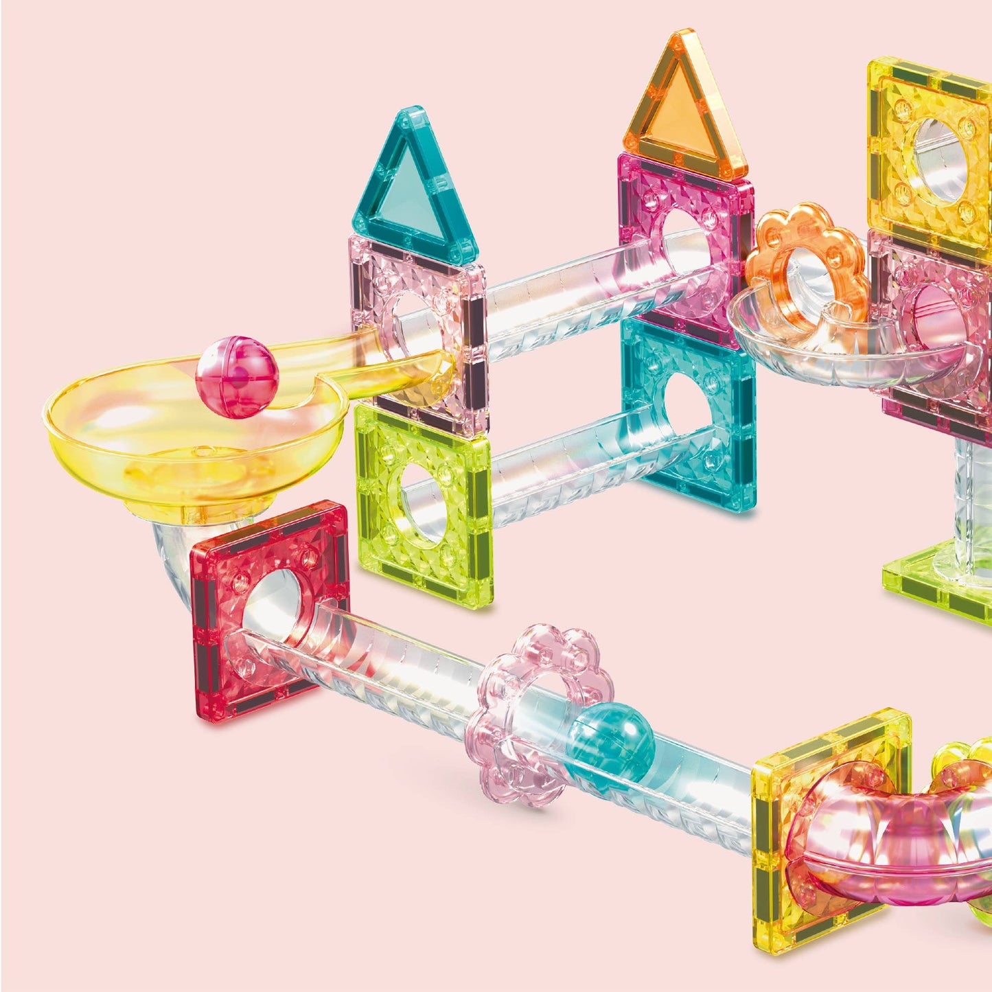 60 Piece Mini Magnetic Marble Run Track Set