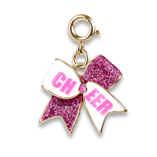 Glitter Cheer Bow | Gold Charm