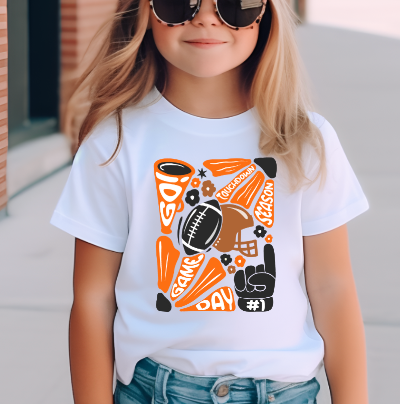 Orange and Black Retro Game Day T-Shirt